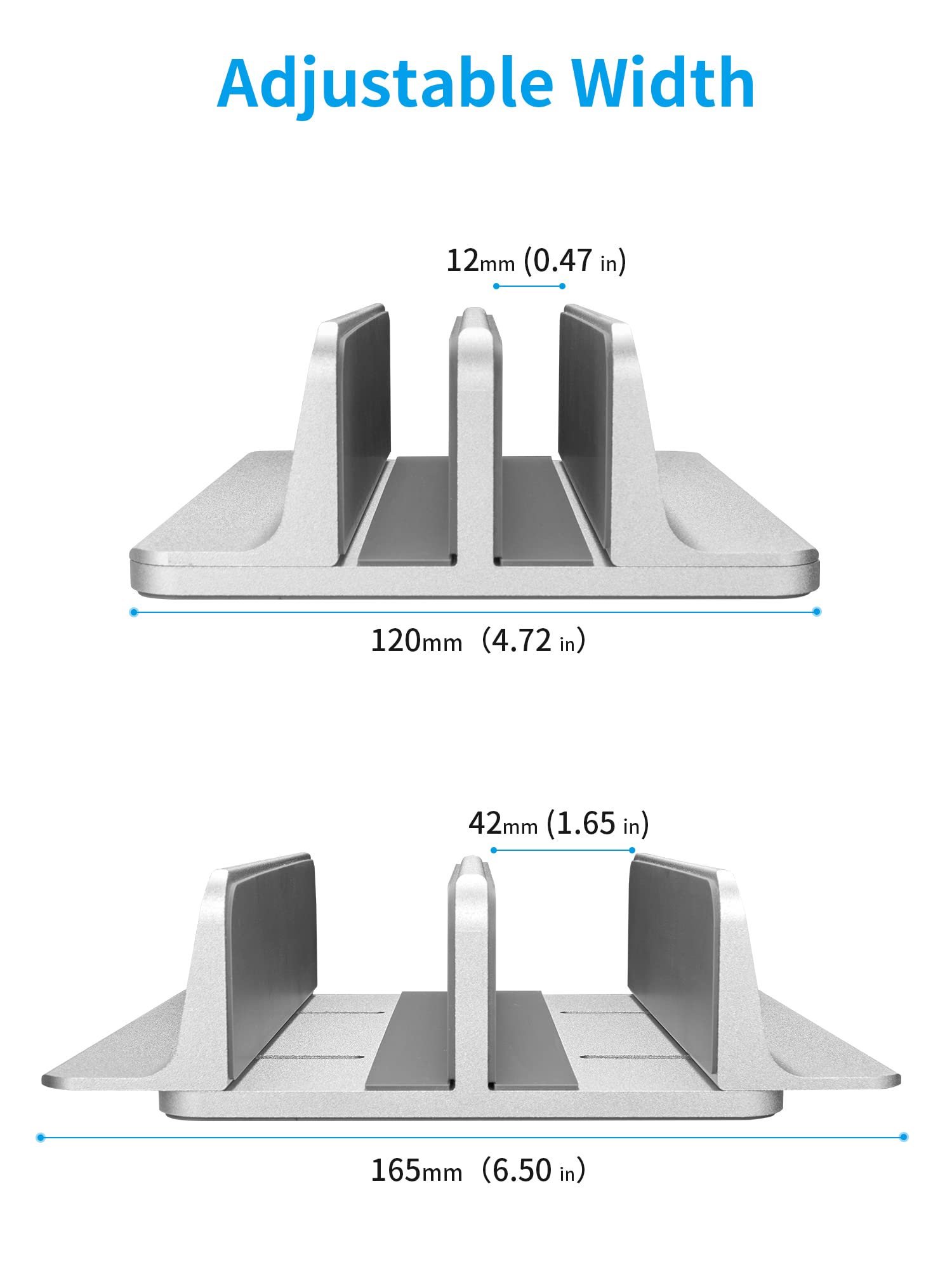 JARLINK JARLINK Vertical Laptop Stand Adjustable Aluminum Holder for Up to 17.3 Inch Laptops Compatible with MacBook Surface Chromebook Gaming Laptops Silver - View 3 of 7