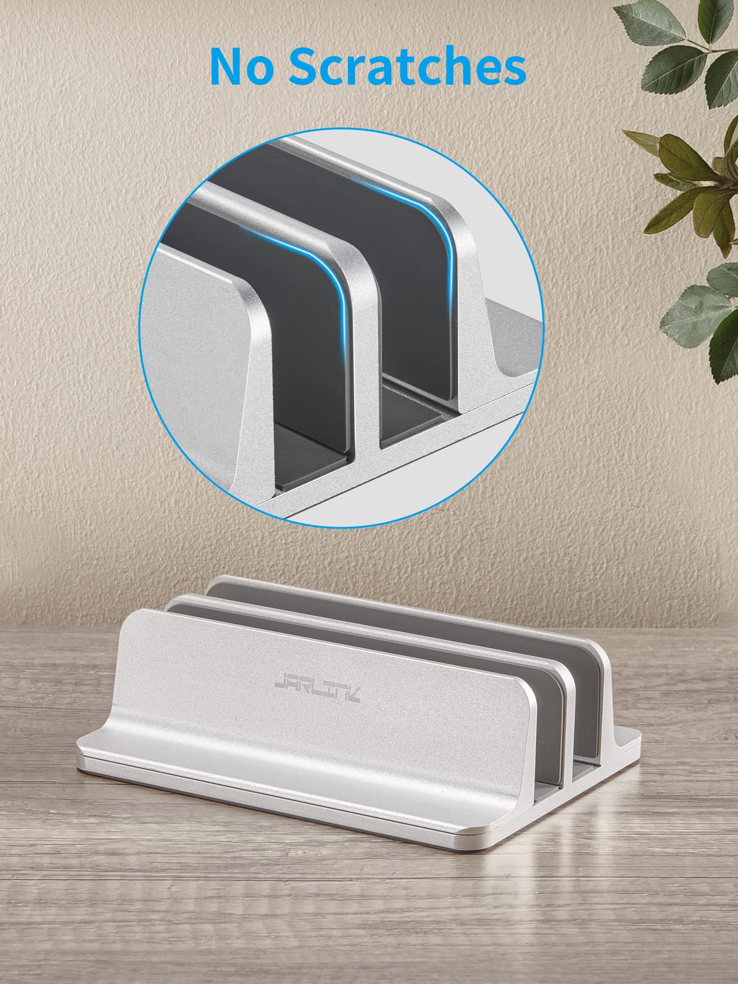 JARLINK JARLINK Vertical Laptop Stand Adjustable Aluminum Holder for Up to 17.3 Inch Laptops Compatible with MacBook Surface Chromebook Gaming Laptops Silver - View 7 of 7