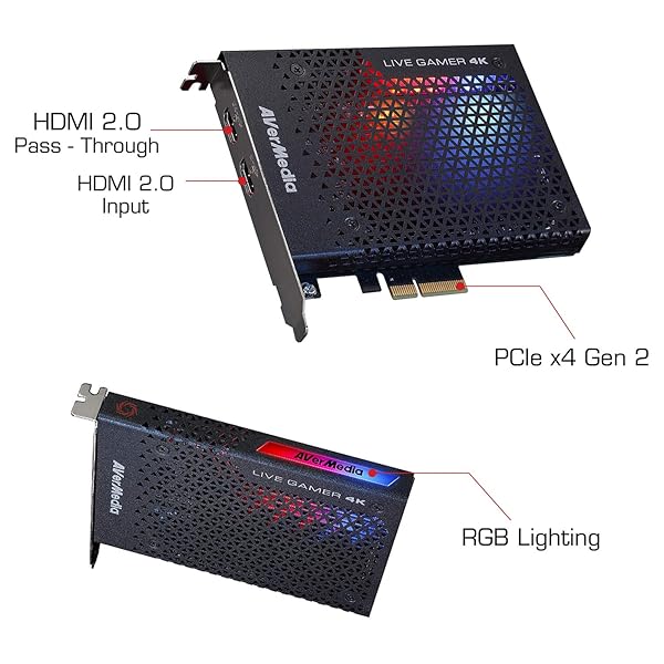 AVerMedia AVerMedia GC573 Live Gamer 4K Capture Card: Stream 4K60 HDR10 with Ultra-Low Latency for PS5, Xbox, OBS, Twitch & YouTube - View 5 of 10