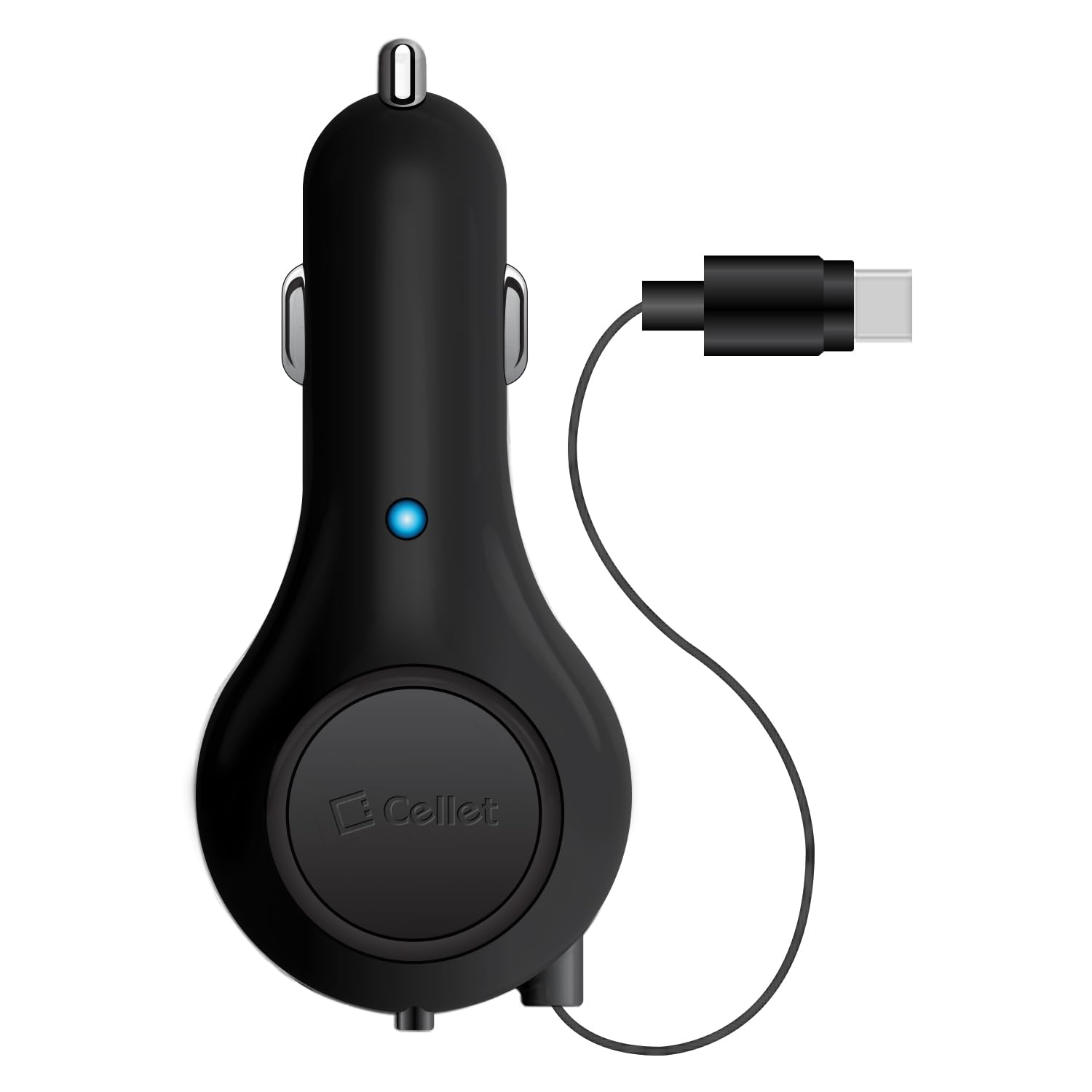 Cellet USB-C Retractable Car Charger: Fast Charging for iPhone 15, Samsung Galaxy & More - 15W Compatibility