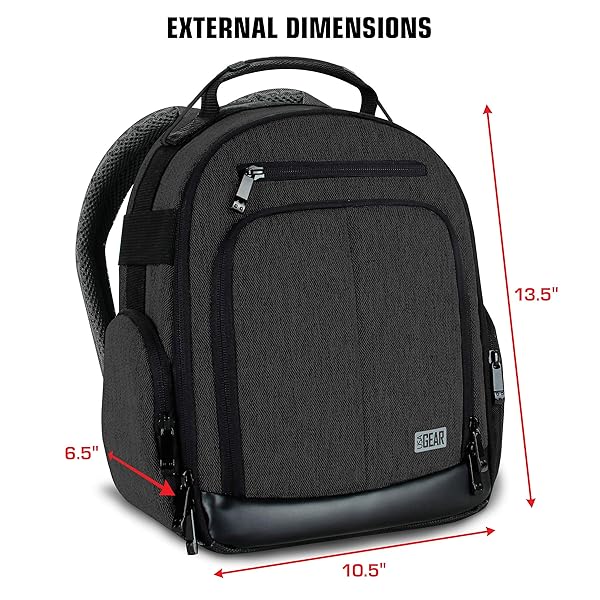 USA Gear USA GEAR DSLR Camera Backpack - Weather Resistant, Custom Dividers, Fits Canon, Nikon, Sony & More - View 5 of 10
