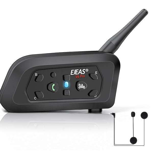 EJEAS EJEAS V6 Pro Bluetooth Headset: 1200M Intercom for Motorcycle, Ski, ATV & Off-Road Helmets - Full-Face & Flip-Up Compatible