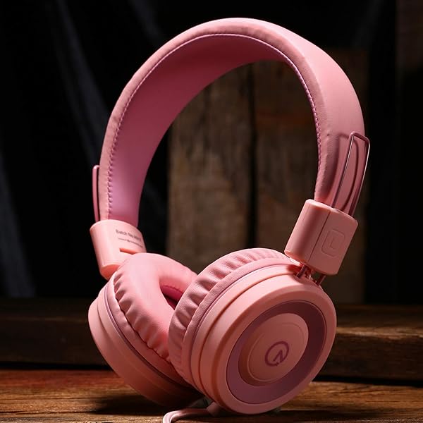 noot products Kids Headphones K11: Foldable Stereo, Tangle-Free, 5ft Cord - Perfect for iPad, School, Travel & More - Soft Pink - View 7 of 8