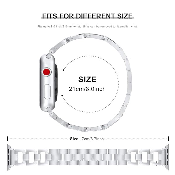 OULUCCI OULUCCI Stainless Steel Apple Watch Band for 38mm-49mm - Stylish D-Shape Sport Strap for Women, Compatible with Series 1-10 - View 5 of 8