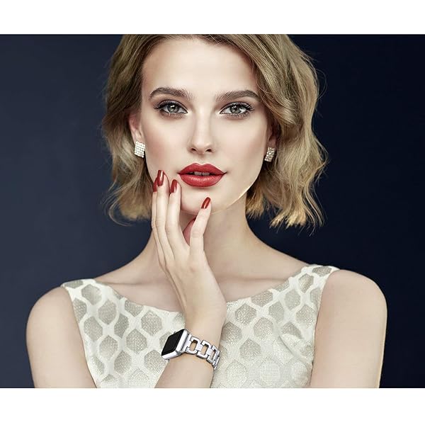 OULUCCI OULUCCI Stainless Steel Apple Watch Band for 38mm-49mm - Stylish D-Shape Sport Strap for Women, Compatible with Series 1-10 - View 7 of 8