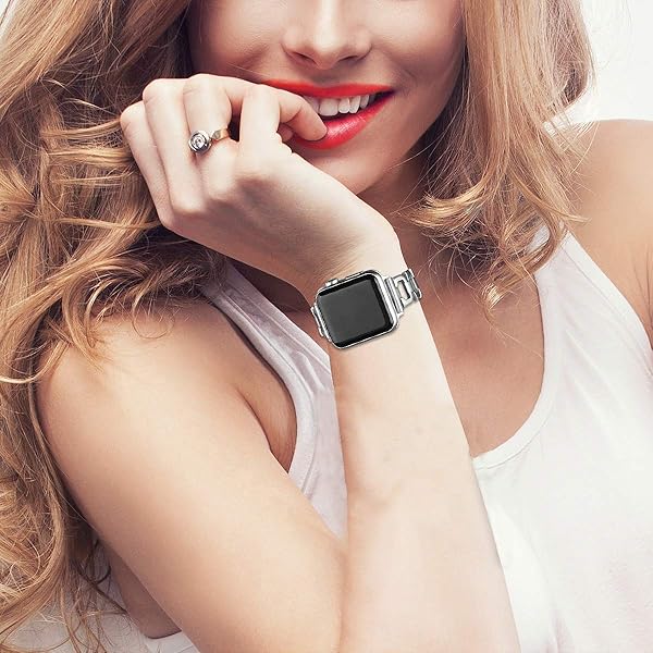 OULUCCI OULUCCI Stainless Steel Apple Watch Band for 38mm-49mm - Stylish D-Shape Sport Strap for Women, Compatible with Series 1-10 - View 8 of 8