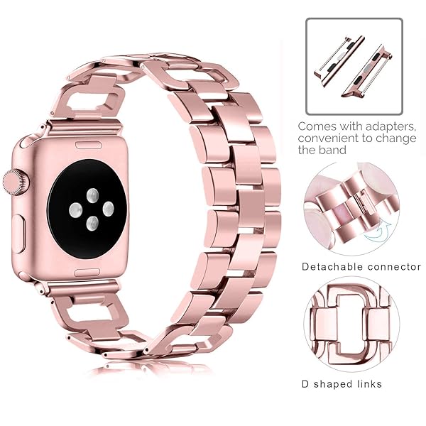 OULUCCI Stylish OULUCCI Stainless Steel Apple Watch Band 38mm/40mm for Men & Women - Rose Gold Sport Strap for Series 1-6 & SE - View 3 of 8