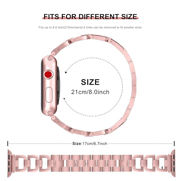 OULUCCI Stylish OULUCCI Stainless Steel Apple Watch Band 38mm/40mm for Men & Women - Rose Gold Sport Strap for Series 1-6 & SE - View 5 of 8