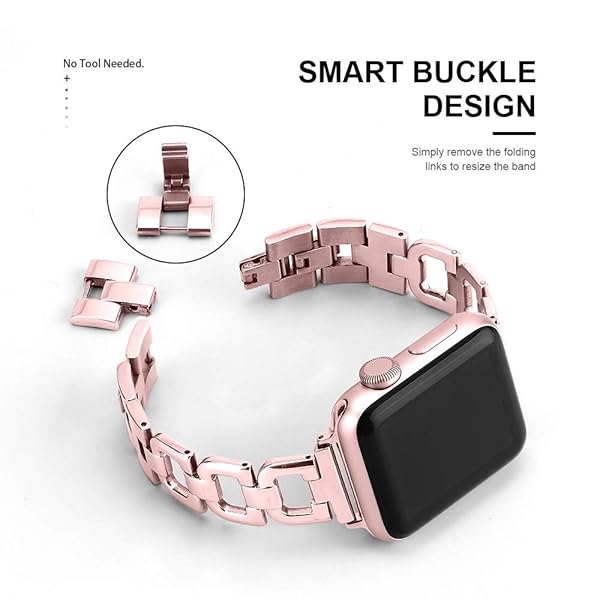 OULUCCI Stylish OULUCCI Stainless Steel Apple Watch Band 38mm/40mm for Men & Women - Rose Gold Sport Strap for Series 1-6 & SE - View 6 of 8