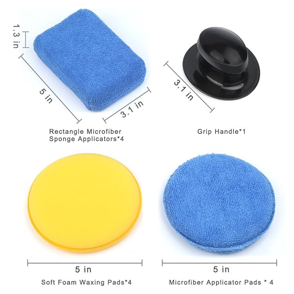 ELECTOP ELECTOP 13 Pcs Car Wax Applicator Pads Kit Microfiber and Foam Waxing Pads with Grip Handle for Easy Car Detailing - View 2 of 7