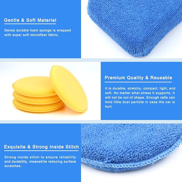 ELECTOP ELECTOP 13 Pcs Car Wax Applicator Pads Kit Microfiber and Foam Waxing Pads with Grip Handle for Easy Car Detailing - View 3 of 7