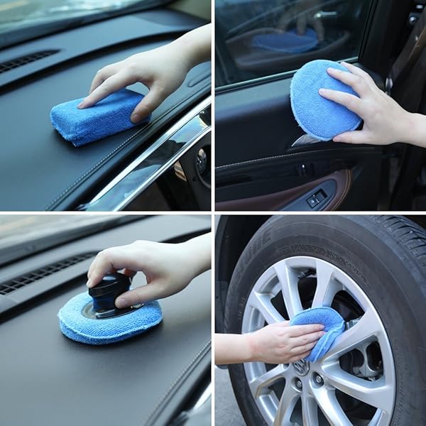 ELECTOP ELECTOP 13 Pcs Car Wax Applicator Pads Kit Microfiber and Foam Waxing Pads with Grip Handle for Easy Car Detailing - View 6 of 7
