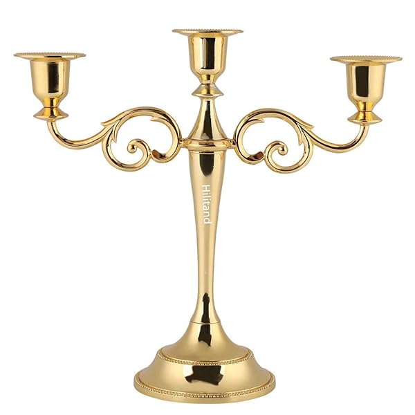 Elegant Hilitand 3 Arms Metal Candle Holder - Gold European Candelabra for Weddings & Home Decor