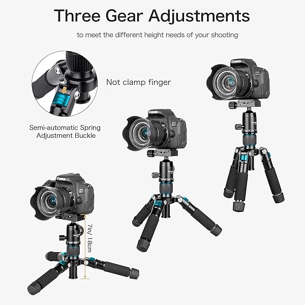 koolehaoda Koolehaoda Portable Mini Tripod Aluminum Alloy Tabletop Tripod Height 20 inch / 51cm with 360 Degree Ball Head and Bag for DSLR Camera, Video Camcorder.Load up to 11lbs / 5kg - (Blue) - View 5 of 9