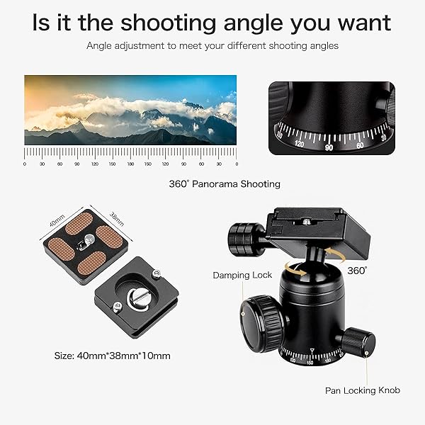 koolehaoda Koolehaoda Portable Mini Tripod Aluminum Alloy Tabletop Tripod Height 20 inch / 51cm with 360 Degree Ball Head and Bag for DSLR Camera, Video Camcorder.Load up to 11lbs / 5kg - (Blue) - View 7 of 9