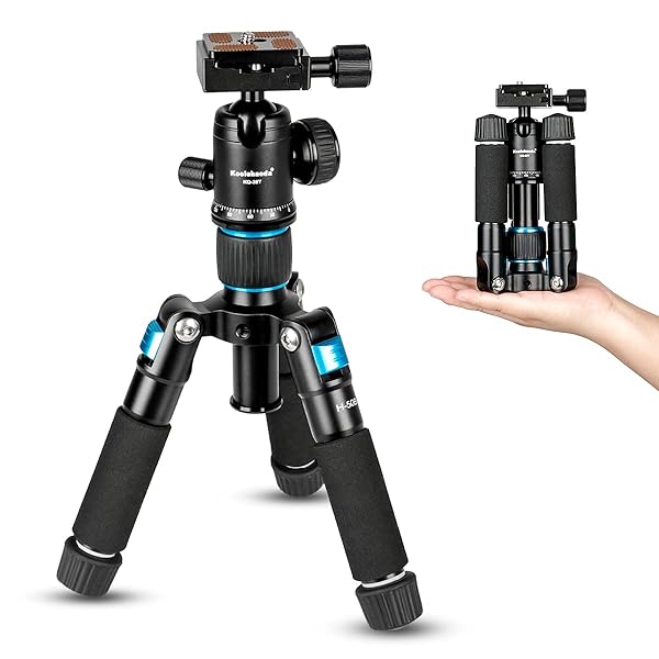 koolehaoda Koolehaoda Portable Mini Tripod Aluminum Alloy Tabletop Tripod Height 20 inch / 51cm with 360 Degree Ball Head and Bag for DSLR Camera, Video Camcorder.Load up to 11lbs / 5kg - (Blue)