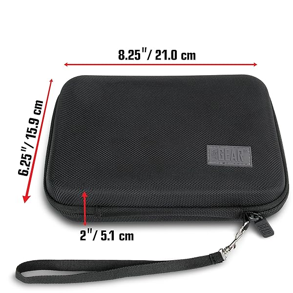 USA Gear USA Gear Hard Shell Electronic Organizer Case - 7.5 Inch GPS & Accessory Pocket, Water Resistant for Garmin & More - Black - View 3 of 10