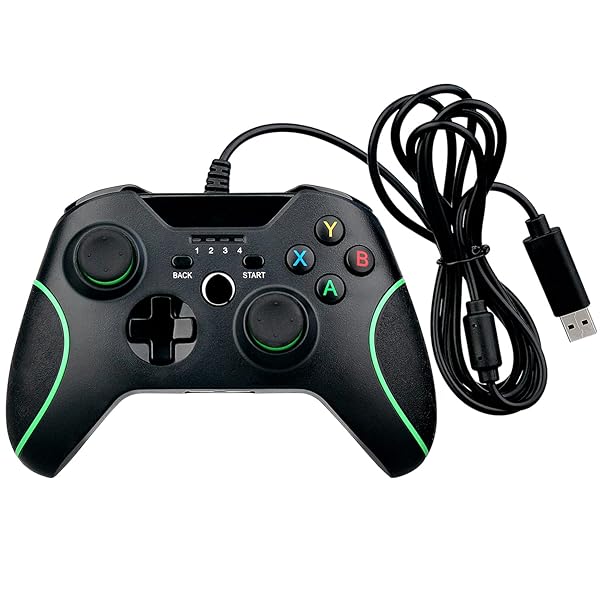OSTENT Wired USB Gamepad for Xbox One & PC - Black Joystick Controller for Gaming