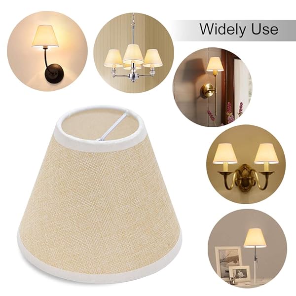 Wellmet Wellmet Small Clip-on Drum Lamp Shades Set of 6 for Candle Bulbs 3 X 6 X 5 Linen - View 6 of 9