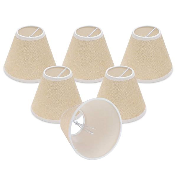 Wellmet Wellmet Small Clip-on Drum Lamp Shades Set of 6 for Candle Bulbs 3 X 6 X 5 Linen