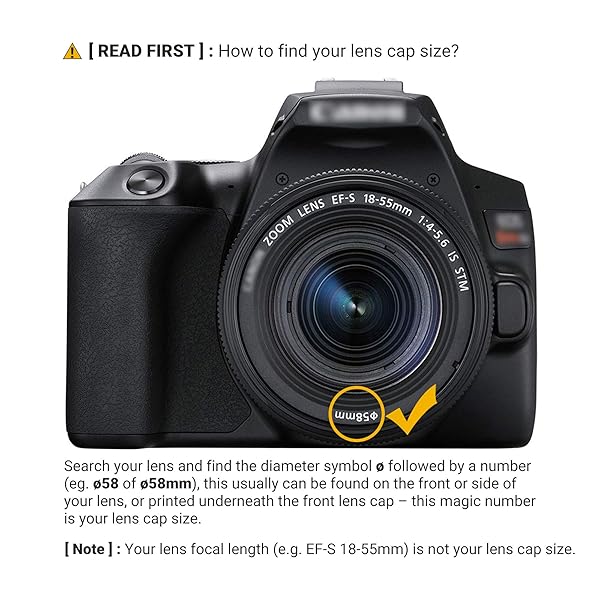 PROfezzion 2-Pack 58mm Front Lens Cap Cover for Canon EOS Rebel T7 T6 T5 & More - Includes Cap Keeper - View 7 of 7