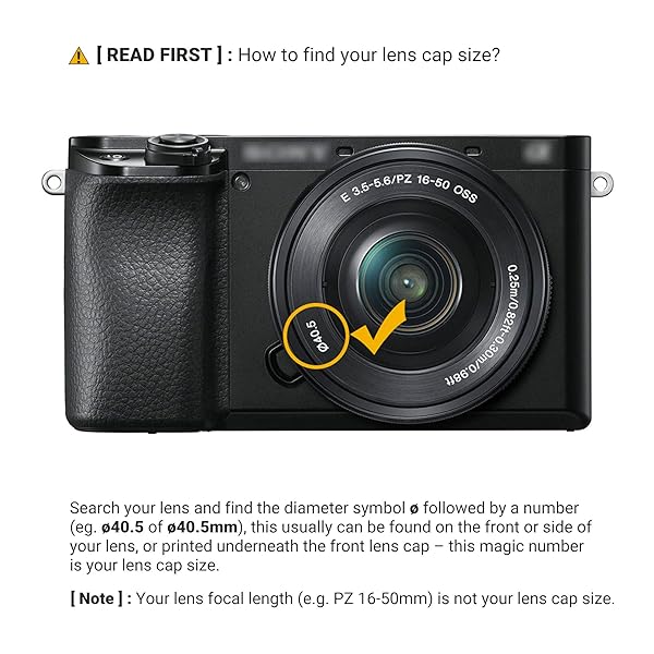 PROfezzion 2-Pack 40.5mm Front Lens Cap Cover & Keeper for Sony ZV-E10, A6400, A7C II & More - View 7 of 7