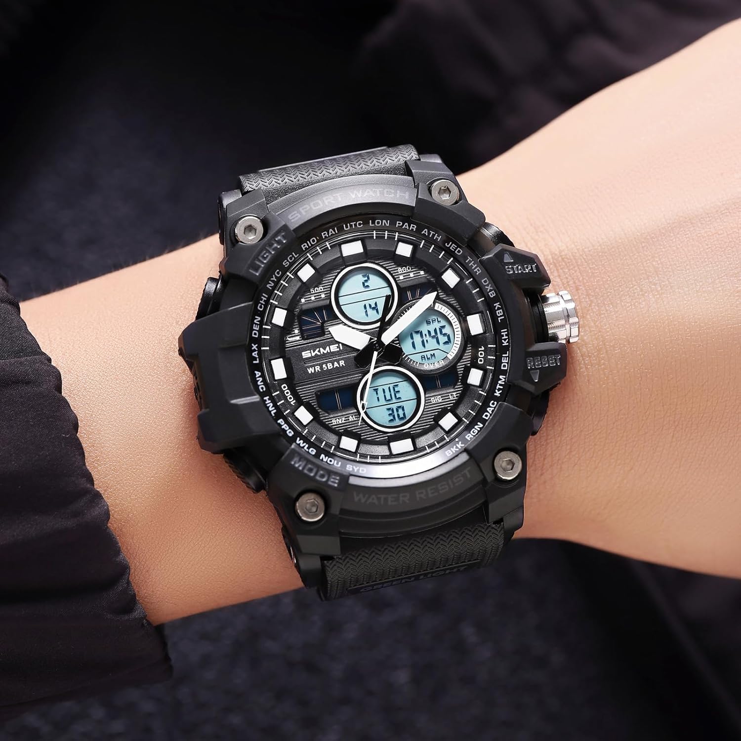 CARLIEN Military Men's Sports Analog Quartz Watch Dual Display Alarm Digital LED Backlight Green - View 5 of 9