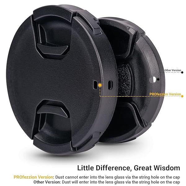 PROfezzion 2-Pack 37mm Front Lens Cap Cover & Keeper for Olympus OM-D EM10, EPL Series & More - View 4 of 7