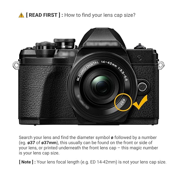 PROfezzion 2-Pack 37mm Front Lens Cap Cover & Keeper for Olympus OM-D EM10, EPL Series & More - View 7 of 7