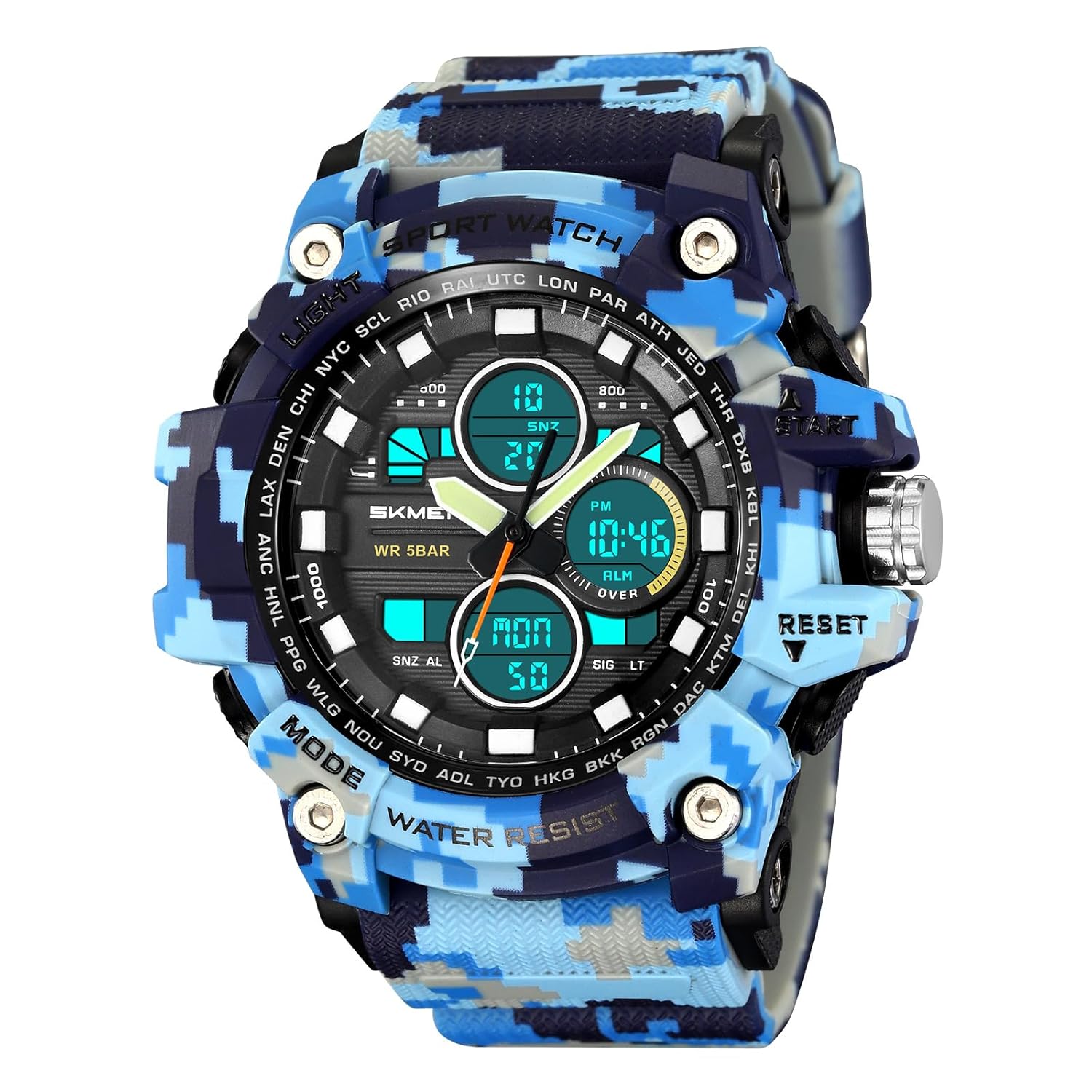 CARLIEN Military Men's Sports Analog Quartz Watch Dual Display Alarm Digital LED Backlight Black - View 2 of 9