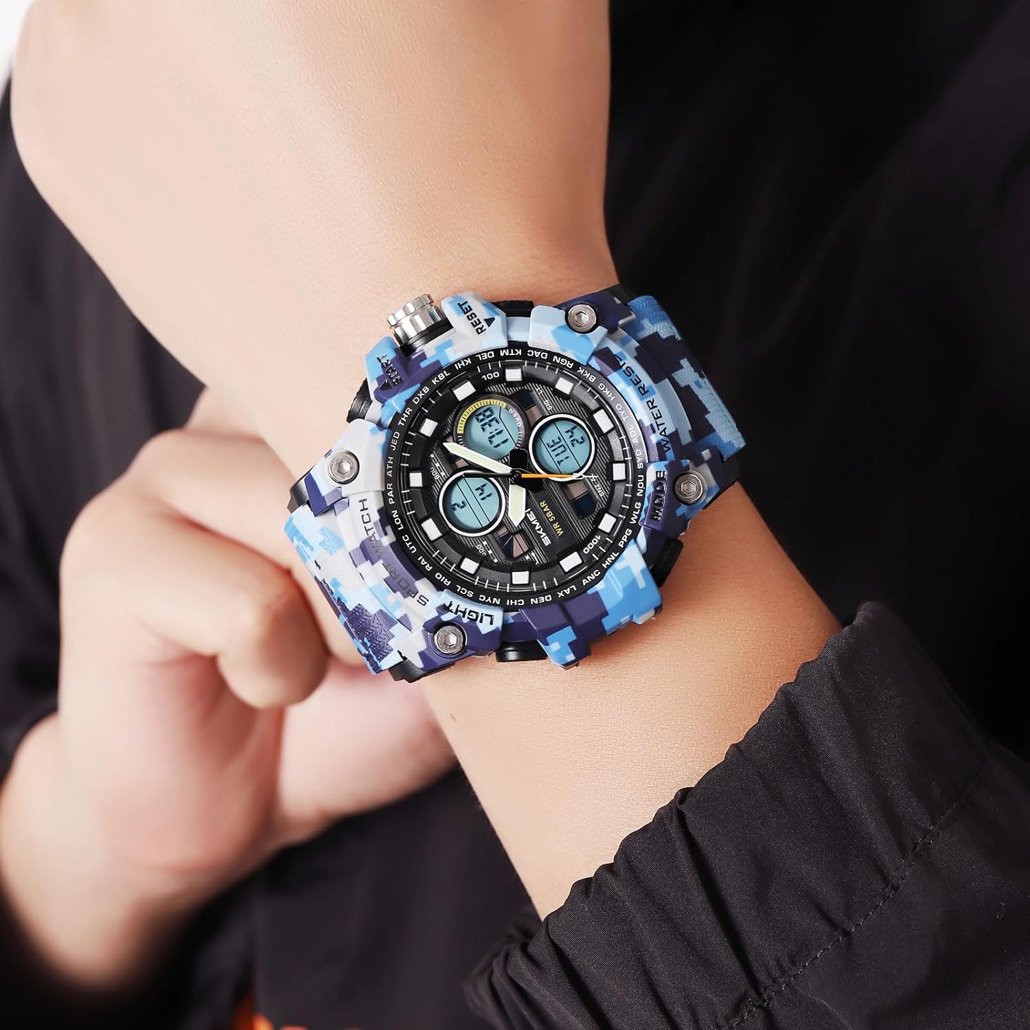 CARLIEN Military Men's Sports Analog Quartz Watch Dual Display Alarm Digital LED Backlight Black - View 5 of 9