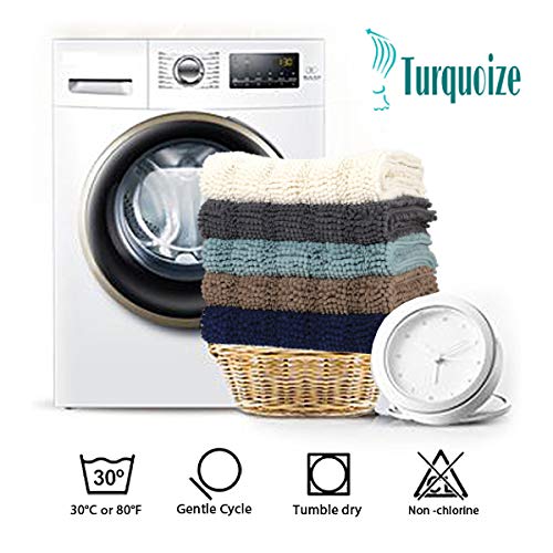 Turquoize Turquoize Extra Long Blue Chenille Bath Rug Non Slip Shaggy Shower Mat Soft Cozy Super Absorbent Washable 47 x 17 inches Duckeggshell Blue - View 7 of 7