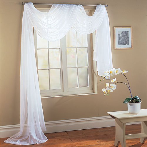 Decotex "Decotex Hotel Quality White Sheer Voile Window Scarf Valance 55" x 216" - Elegant Home Decor"