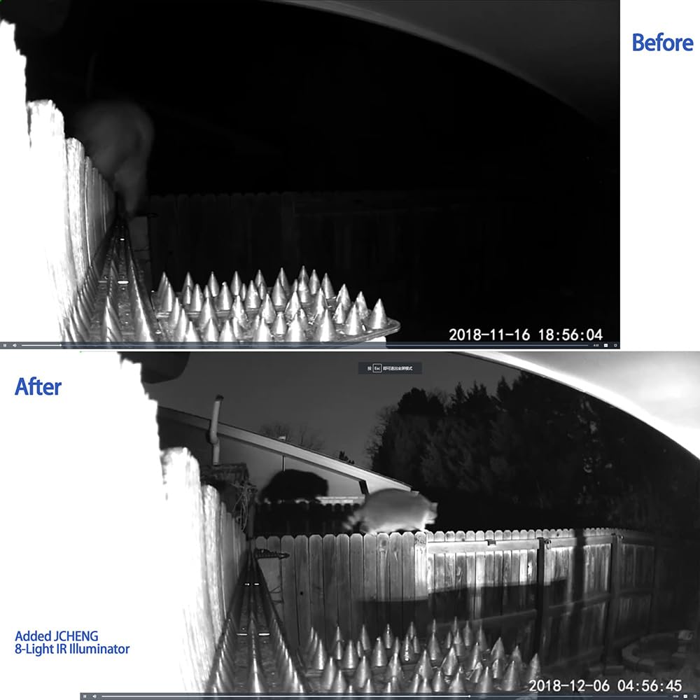 JCHENG SECURITY JC IR Illuminator 8 Led Infrared Light Wide Angle with Power Adapter for Security Camera System and VRS - View 3 of 8