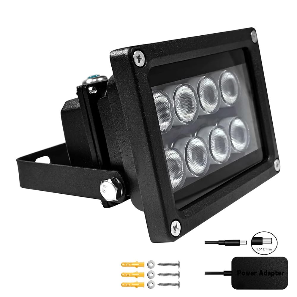 JCHENG SECURITY JC IR Illuminator 8 Led Infrared Light Wide Angle with Power Adapter for Security Camera System and VRS