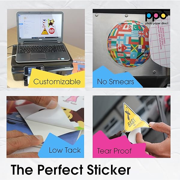 PPD PPD 50 Sheets Matte Self Adhesive Vinyl Sticker Paper 8.5x11 Premium Quality Instant Dry Scratch Resistant Full Sheet - View 6 of 7