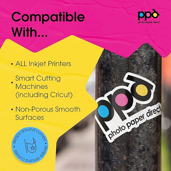 PPD PPD 50 Sheets Matte Self Adhesive Vinyl Sticker Paper 8.5x11 Premium Quality Instant Dry Scratch Resistant Full Sheet - View 7 of 7