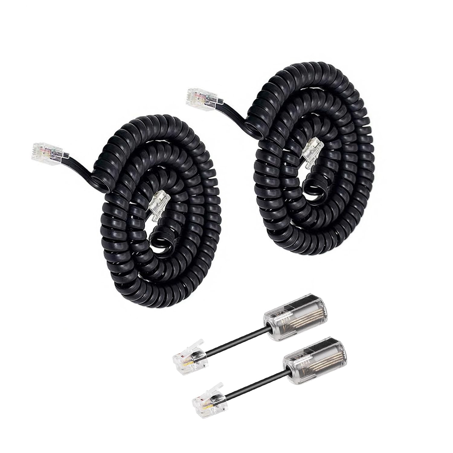 Uvital Telephone Handset Cord Detanglers 2 Pack 10Ft Uncoiled and 360 Degree Rotating Swivel Cord Black
