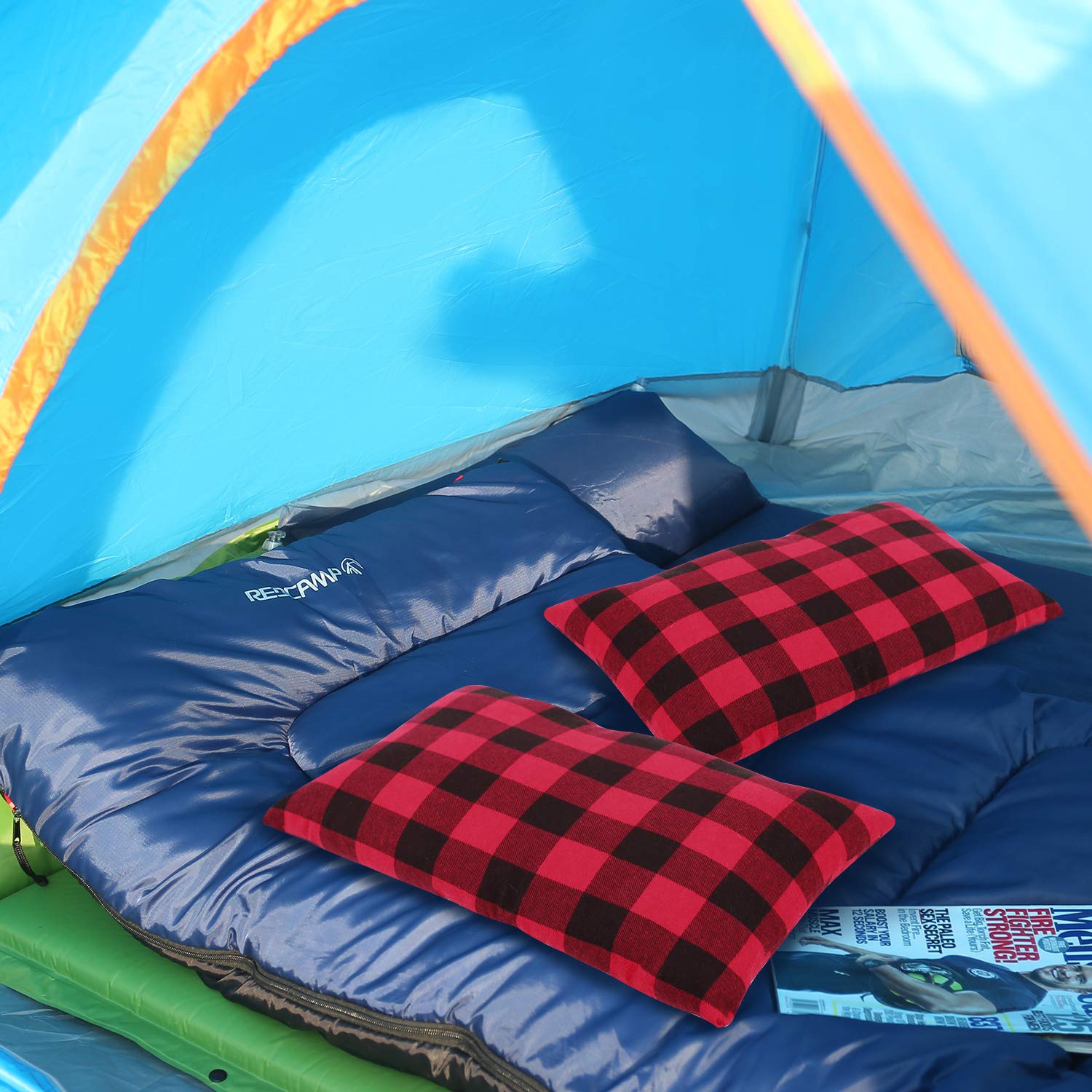 REDCAMP REDCAMP Lightweight Compressible Small Camping Pillow Flannel Travel Pillow with Removable Cover Red and Black Plaid 1PC - View 6 of 7