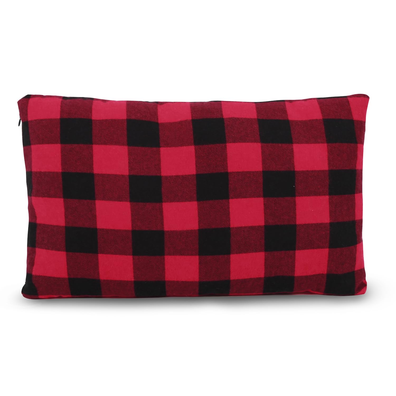 REDCAMP Lightweight Compressible Small Camping Pillow Flannel Travel Pillow with Removable Cover Red and Black Plaid 1PC