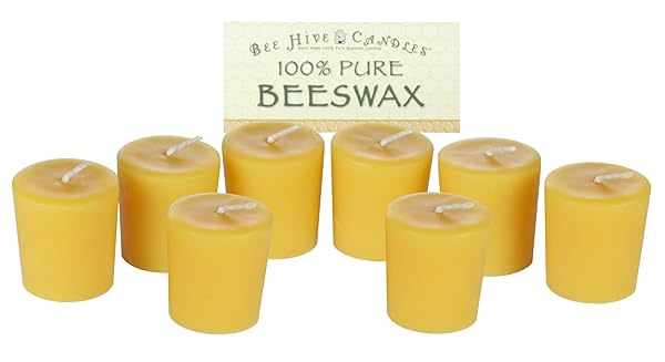Bee Hive Candles Bee Hive Candles 100 Percent Pure Beeswax Votive Candles 15 Hour Pack of 8 Natural