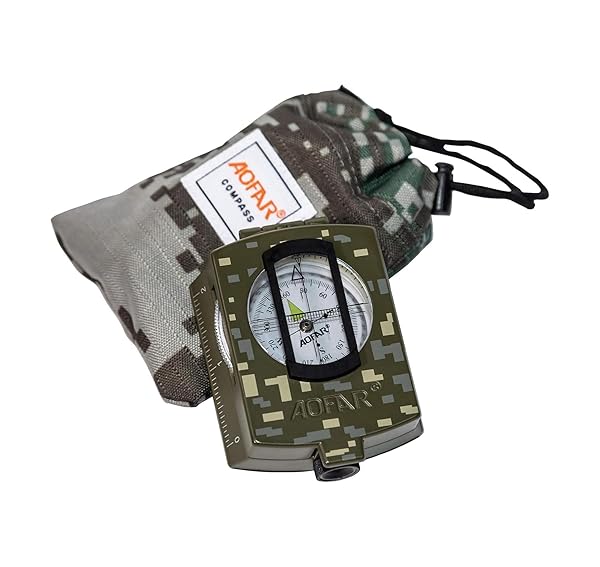 AOFAR Buy AOFAR Military Compass AF-4580: Waterproof, Shakeproof, Perfect for Camping, Hiking & Hunting - Includes Map Measurer & Pouch