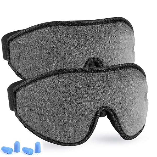 LYOOLY LYOOLY Adjustable Eye Sleep Mask 2 Pack Upgraded 3D Contoured Blackout Eye Shades for Men Women Gray