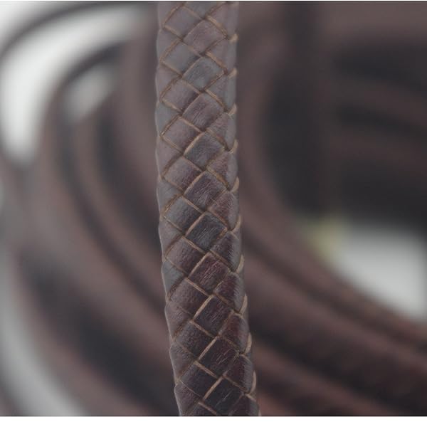 Glory Qin Glory Qin 1M Flat Folded Braided Genuine Leather Cord Straps for Bracelet and Jewelry Antique Brown 10x5mm - View 2 of 6
