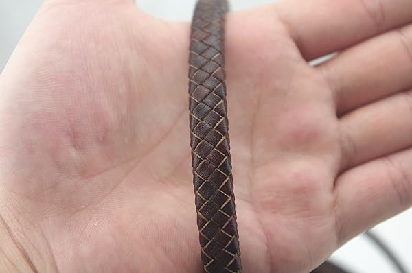 Glory Qin Glory Qin 1M Flat Folded Braided Genuine Leather Cord Straps for Bracelet and Jewelry Antique Brown 10x5mm - View 4 of 6