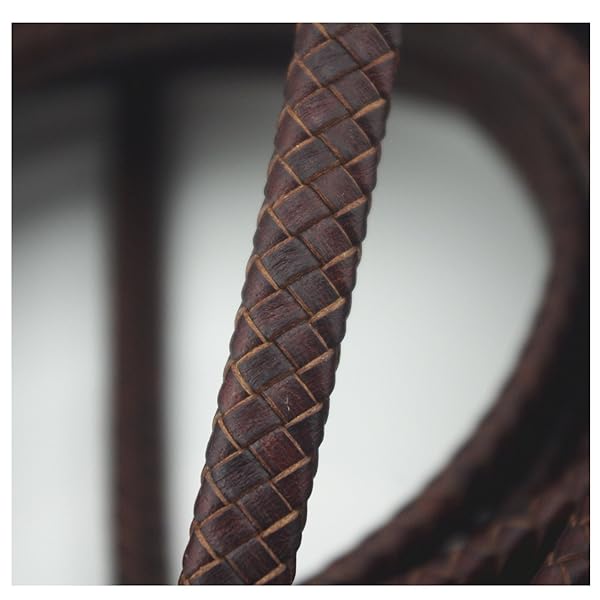 Glory Qin Glory Qin 1M Flat Folded Braided Genuine Leather Cord Straps for Bracelet and Jewelry Antique Brown 10x5mm