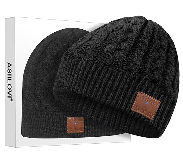 ASIILOVI ASIILOVI Bluetooth Beanie: Cozy Double-Layer Hat for Men, Women & Teens - Perfect Christmas Gift with 20hrs Playtime!
