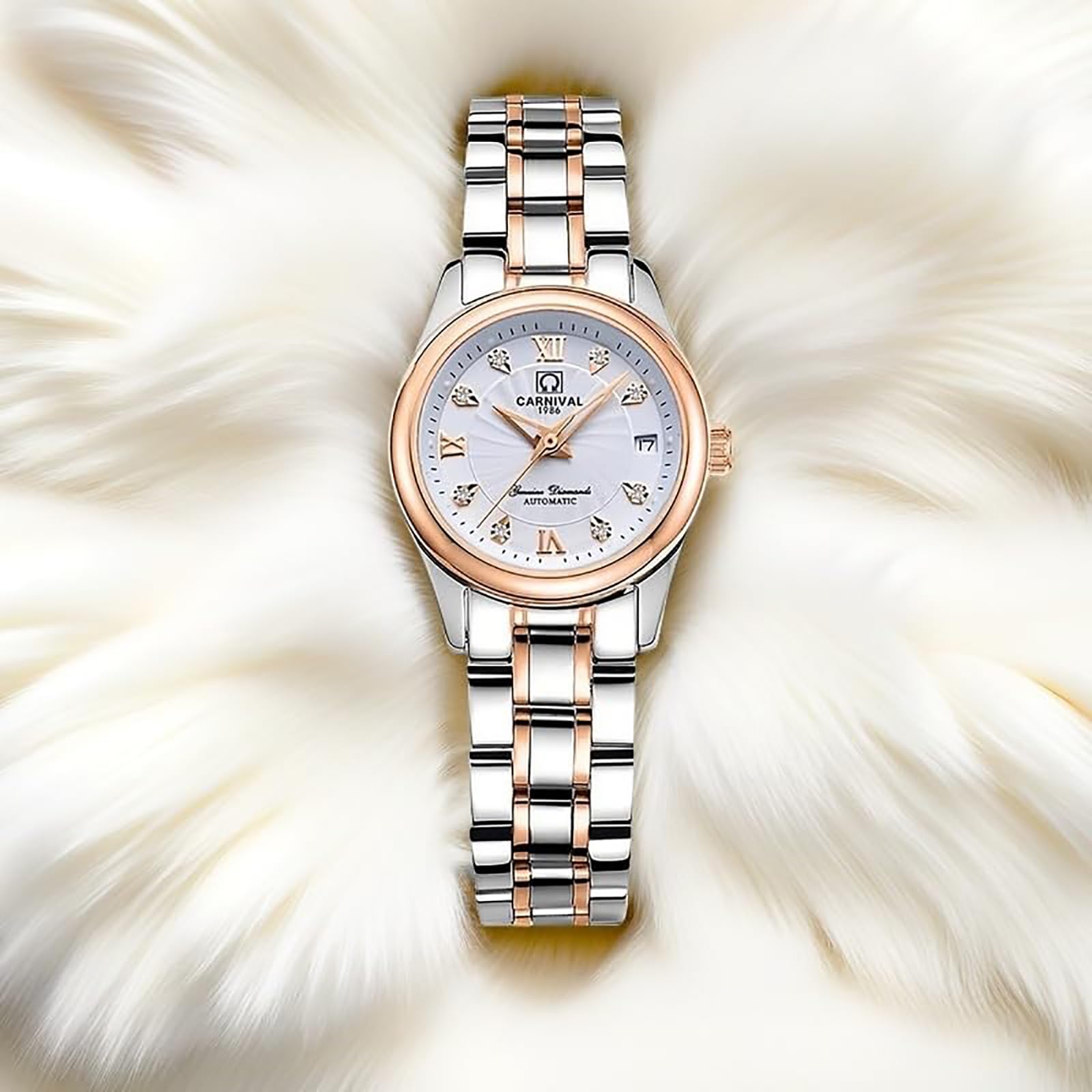 Gosasa Automatic Fashion Women's Analog Watch Stainless Steel Waterproof Luxury Dress Watch White - View 3 of 6