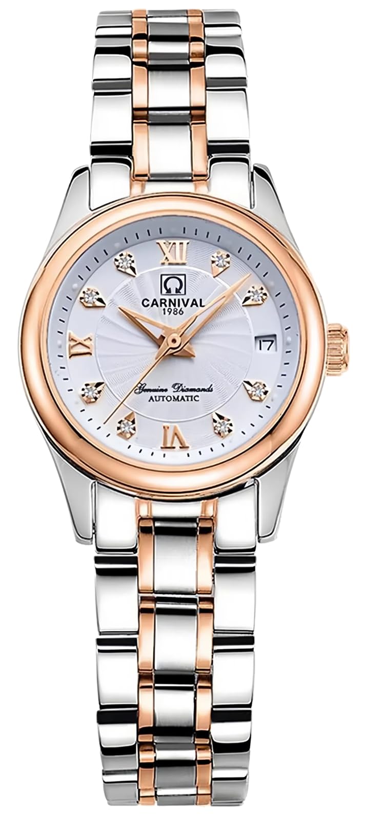 Gosasa Automatic Fashion Women's Analog Watch Stainless Steel Waterproof Luxury Dress Watch White