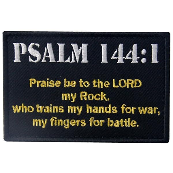 EmbTao Shop Tactical Psalm 144:1 BNW Patch - Embroidered Combat Badge with Hook & Loop Fastener